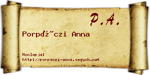 Porpáczi Anna névjegykártya